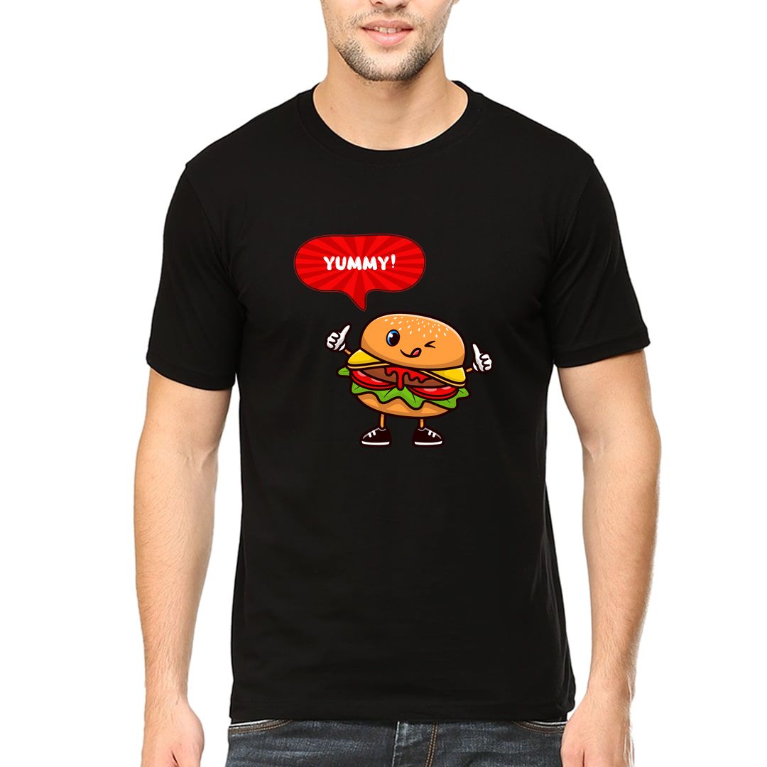 40271586 Yummy Burger Men T Shirt Black Front