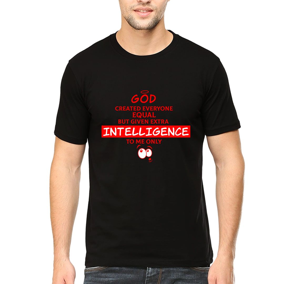 733510fb God Created Equal I Am Intelligent Men T Shirt Black Front