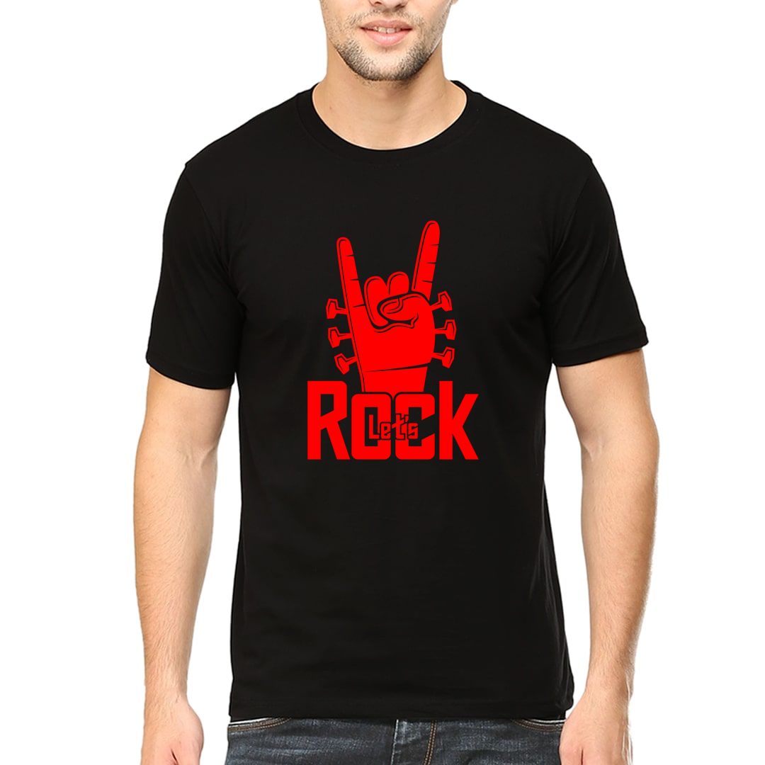 9d4b0d12 Lets Rock Men T Shirt Black Front