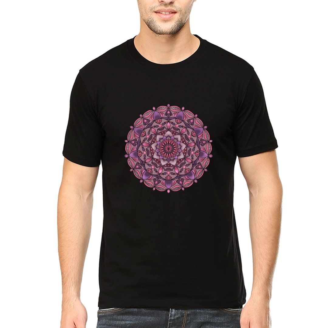 B7ed5276 Jewel Mandala Men T Shirt Black Front