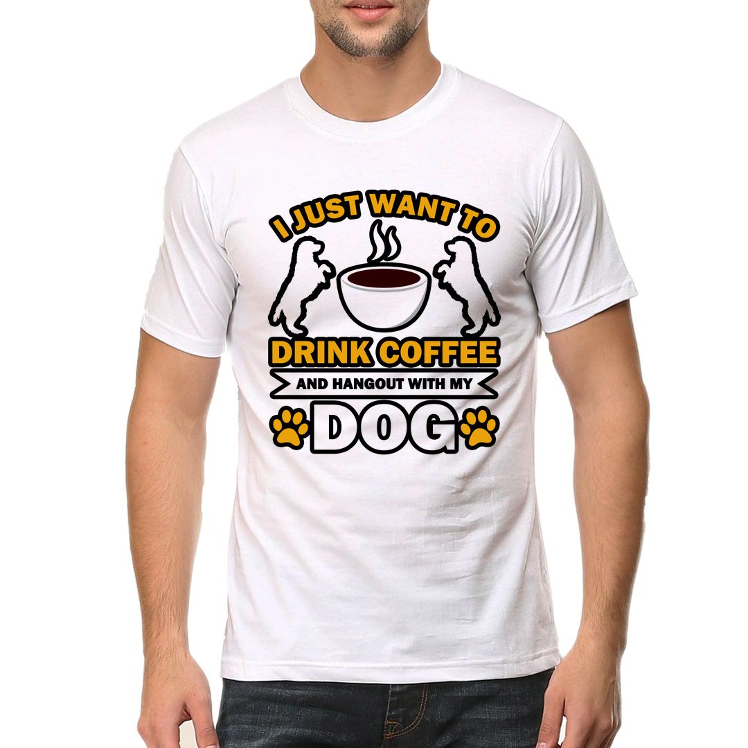 0ca7addb Cool Dog And Coffee Lover Design Men T Shirt White Front