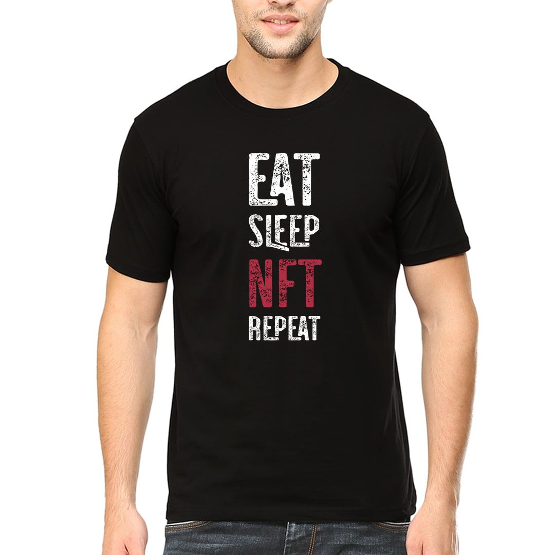 58cca7b9 Eat Sleep Nft Repeat Men T Shirt Black Front