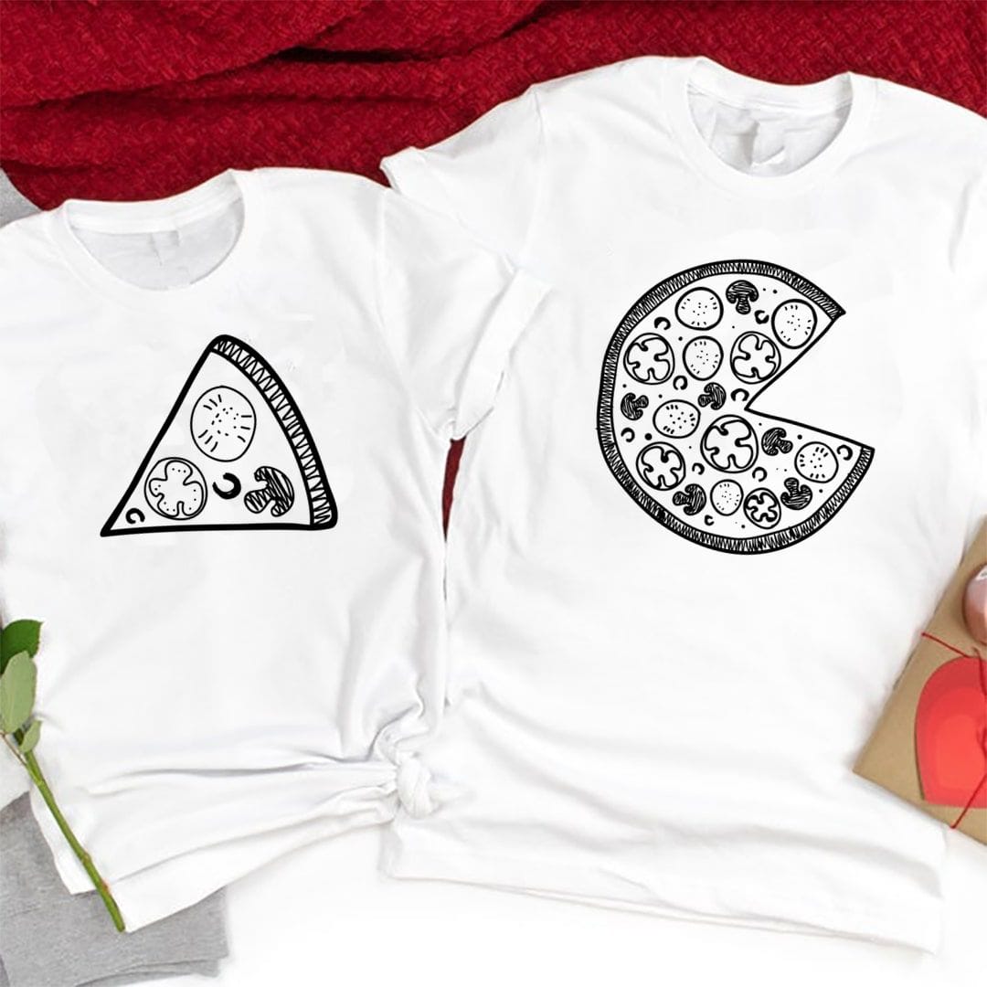 640ad8ee Pizza Couple T Shirt India White