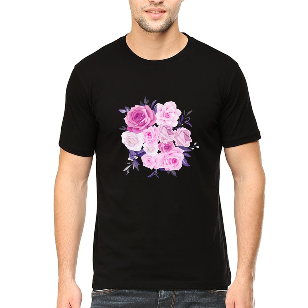 Adf7eed3 Flower Men T Shirt Black Front