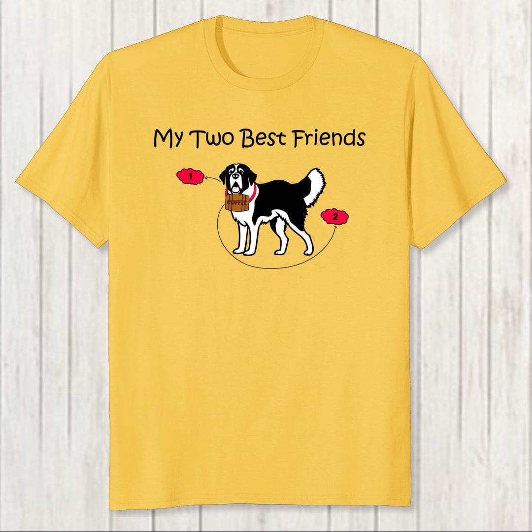 122e9f01 My Two Best Friends Dog And Coffee Men T Shirt Yellow