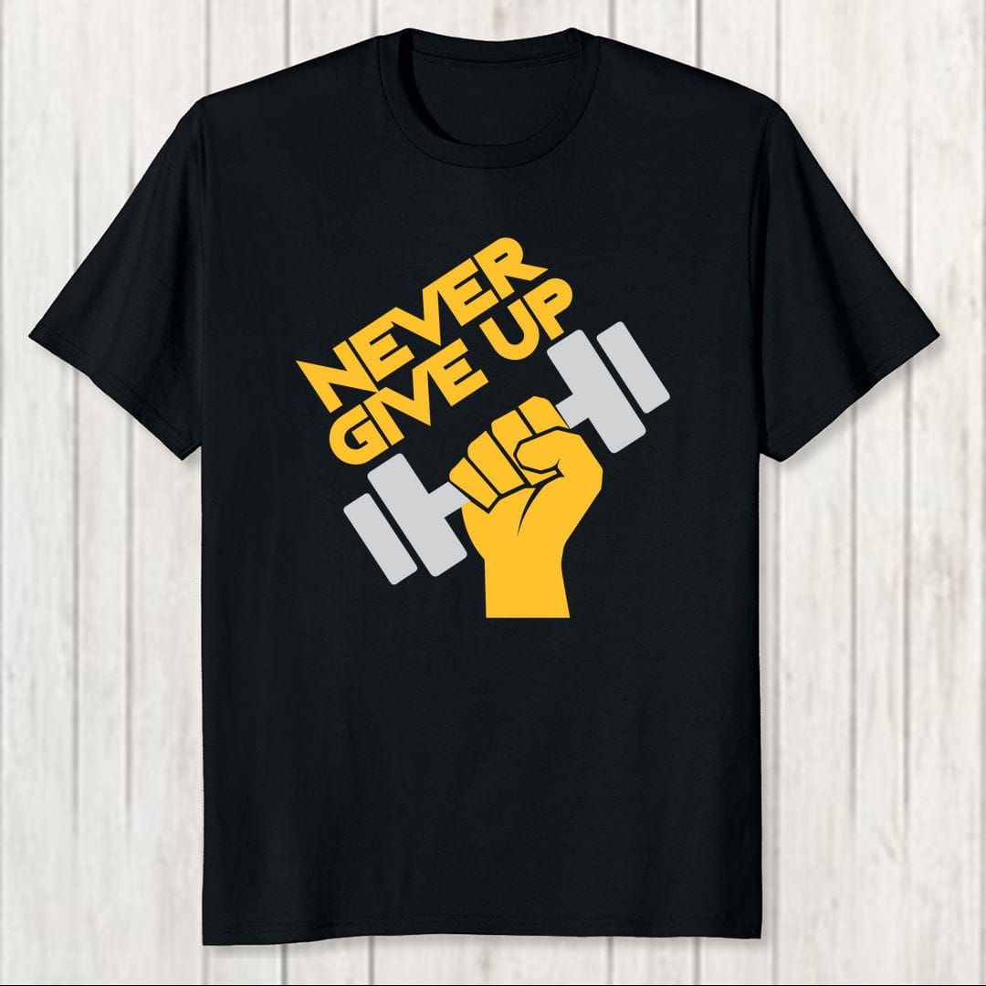 18300953 Never Give Up Men T Shirt Black