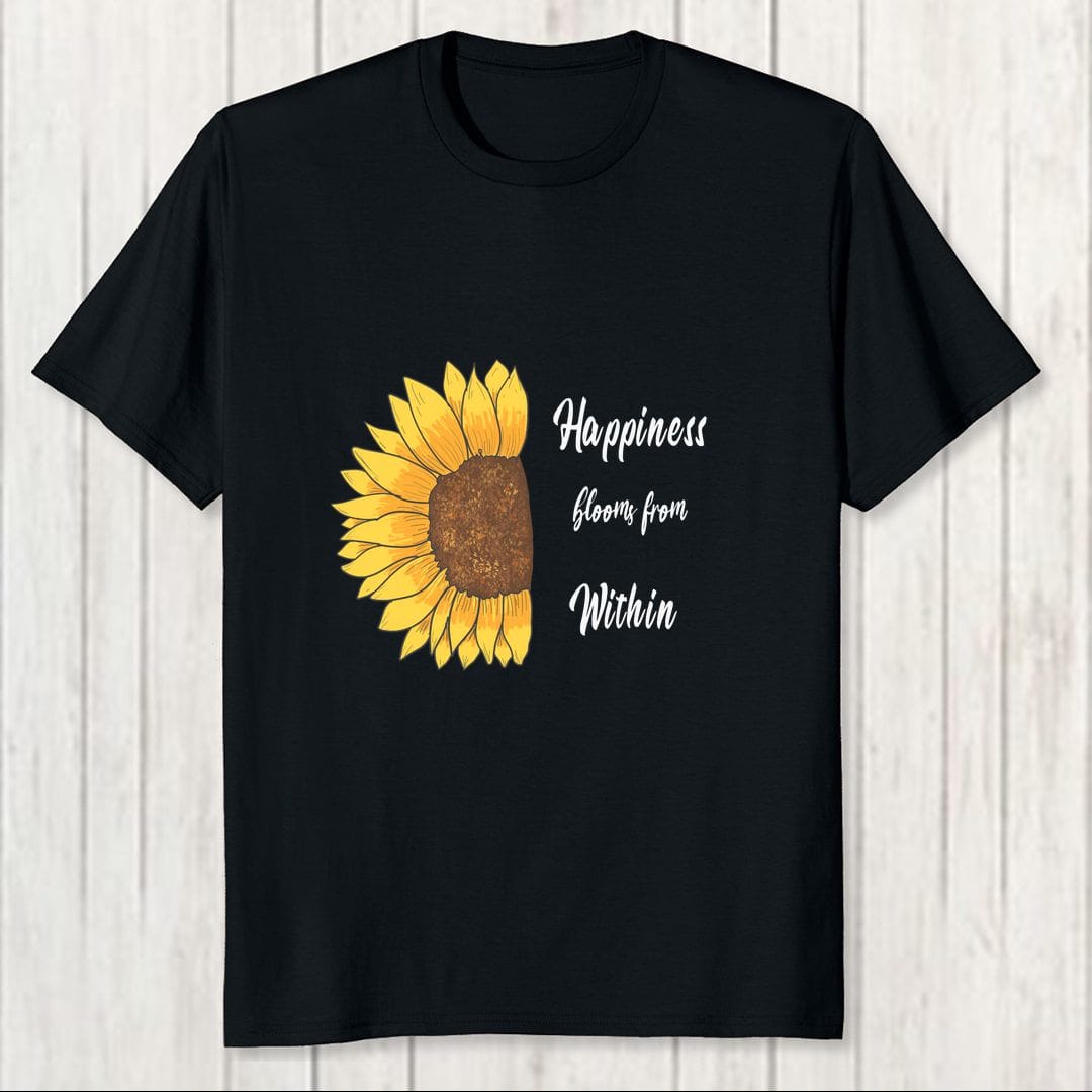 1cbb42af Happiness Blooms From Within Nature Inspired Happy Floral Design Men T Shirt Black