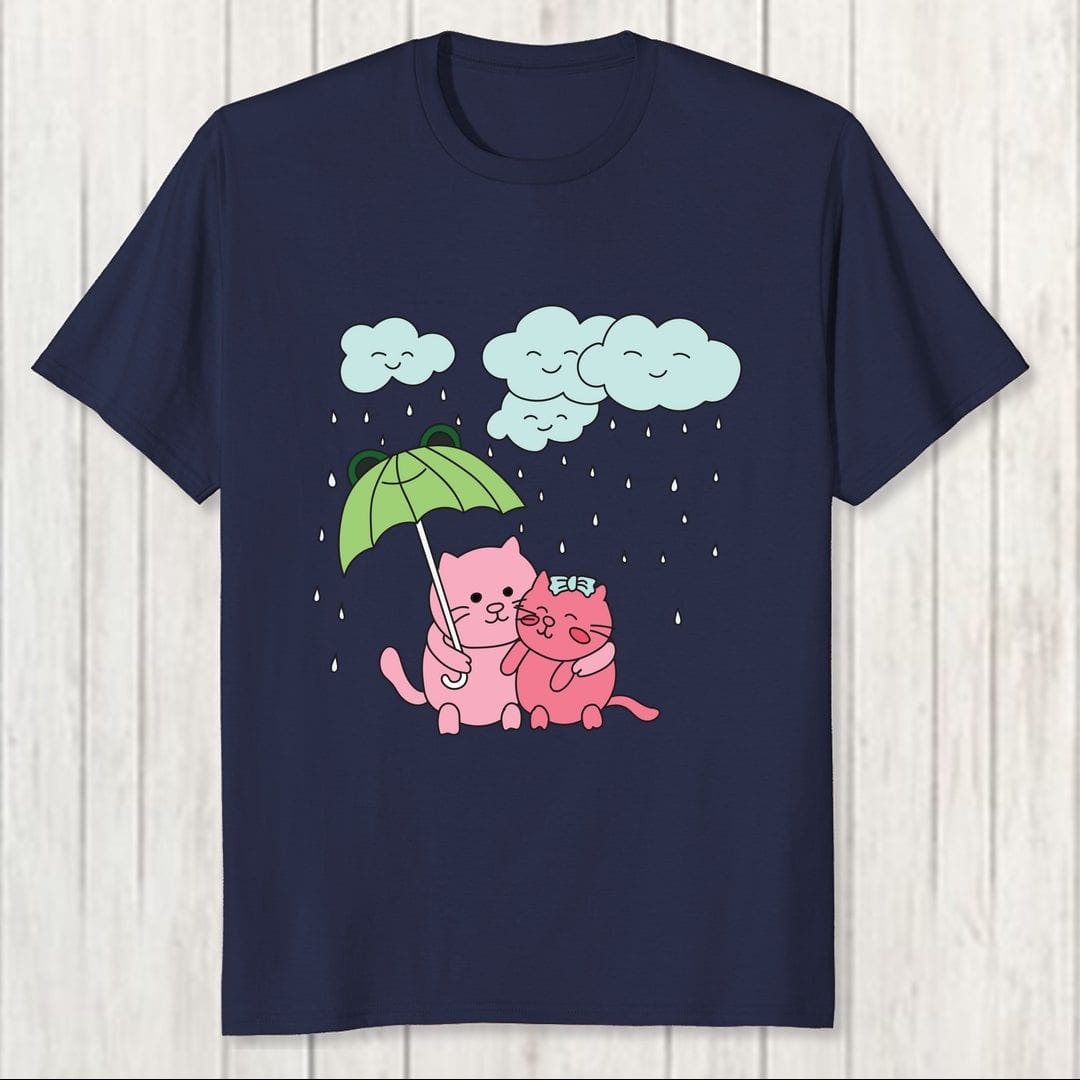 1d406da2 Cats Dancing In The Rain Men T Shirt Navy