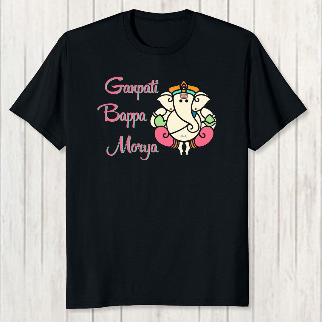 21499917 Ganpati Bappa Morya Men T Shirt Black