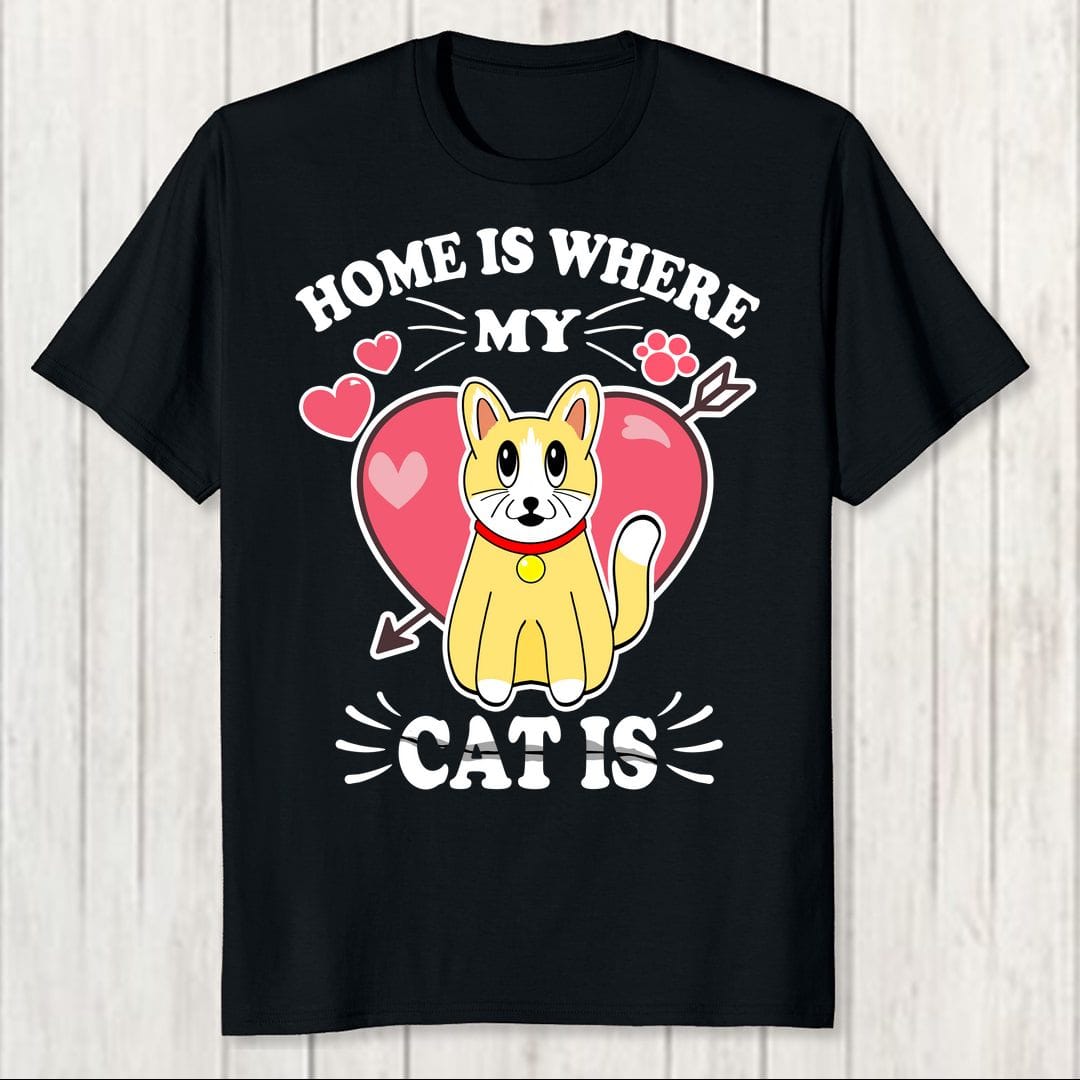 23ce9860 Home Is Where My Cat Is Men T Shirt Black