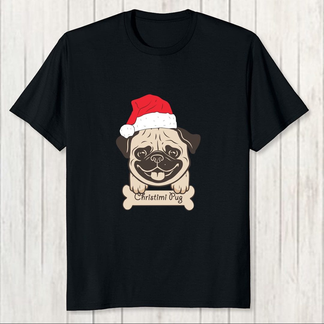 3315473e Christmi Pug Men T Shirt Black