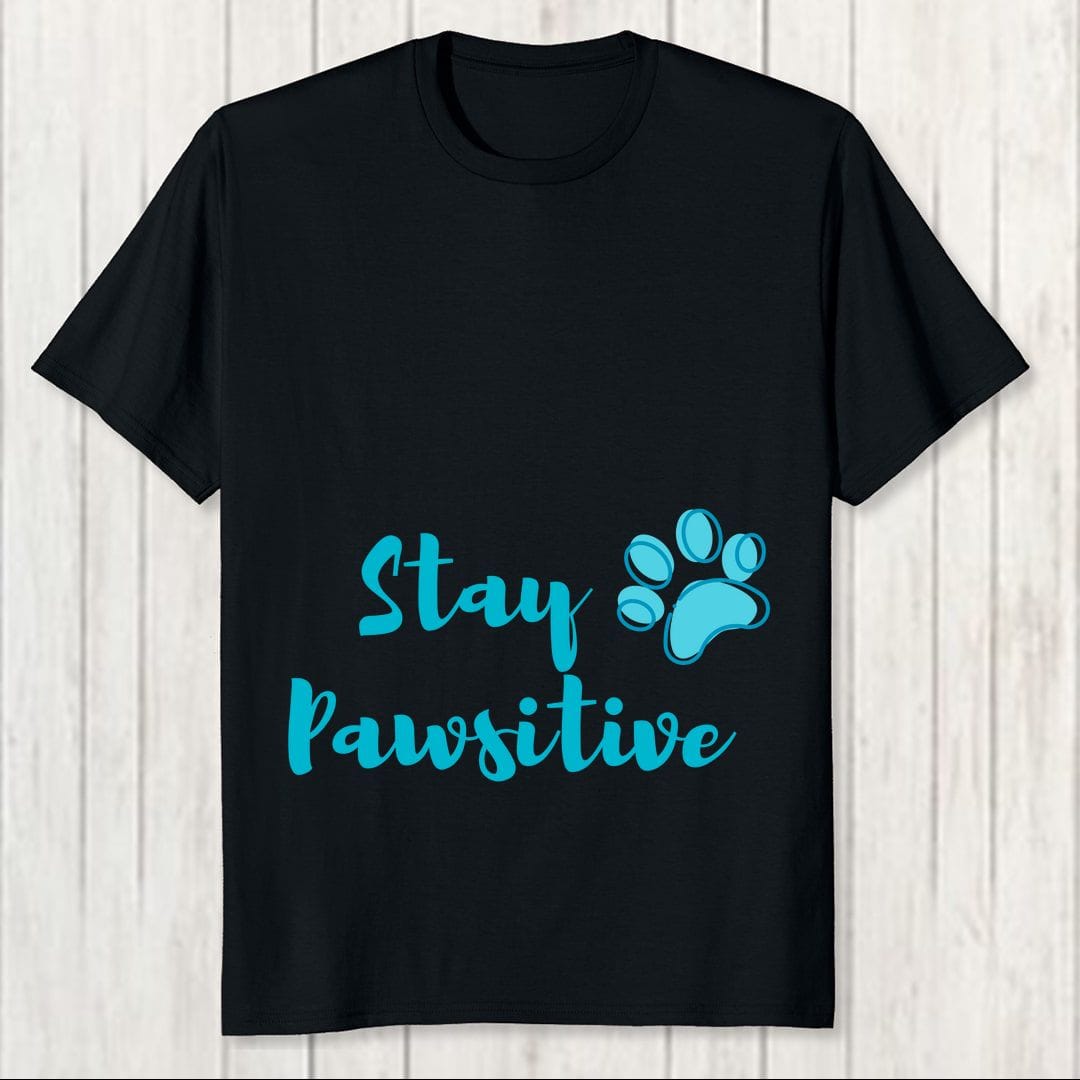 35e8fbf1 Stay Pawsitive Men T Shirt Black