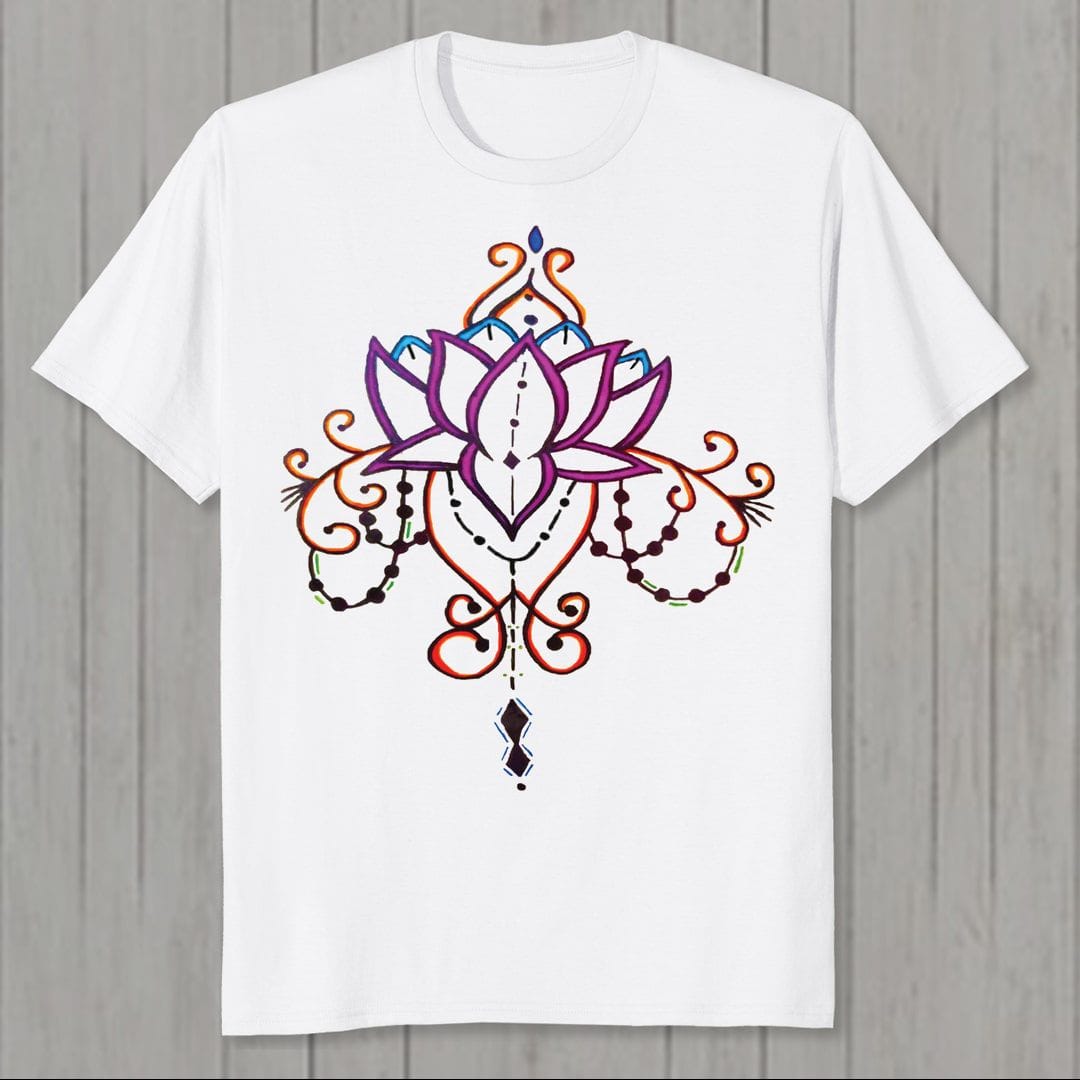 39eaf92d Lotus Pattern Men T Shirt White