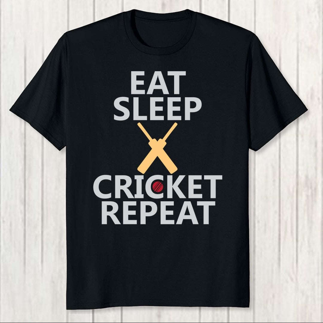 3f591ee1 Eat Sleep Cricket Repeat Men T Shirt Black