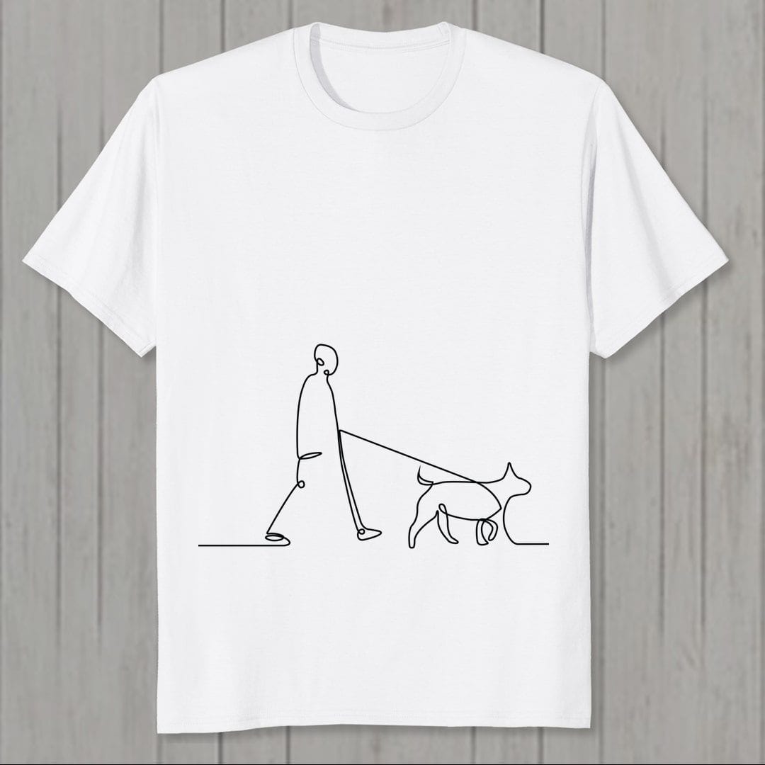 596435c0 Human With Dog Line Art Men T Shirt White