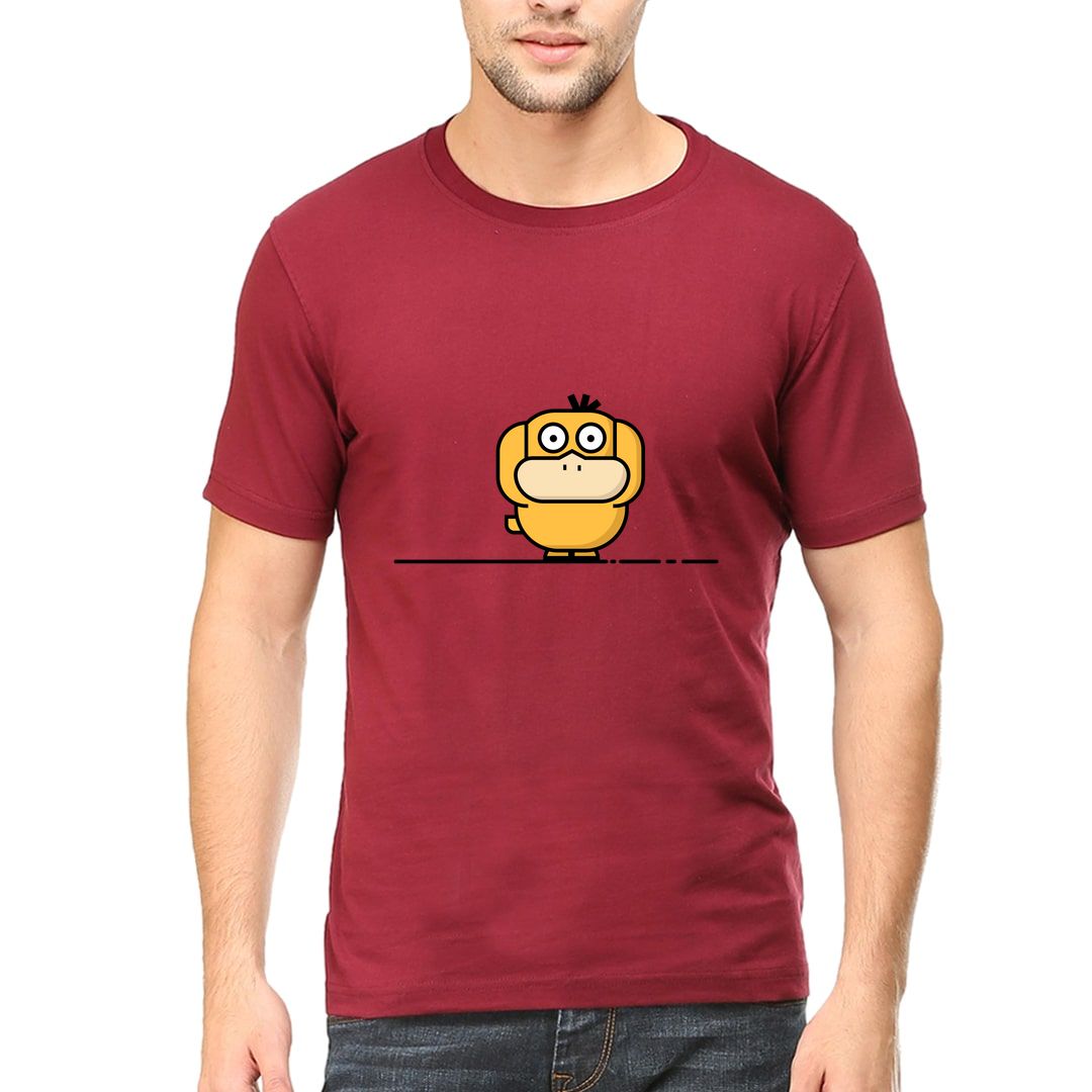 6378d0da Psyduck Men T Shirt Maroon Front