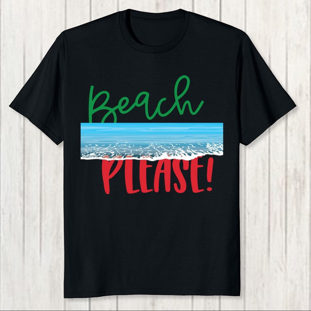 6d95b505 Beach Please Men T Shirt Black