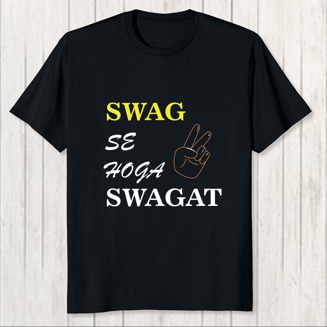 73b8c215 Swag Se Hoga Swagat Men T Shirt Black