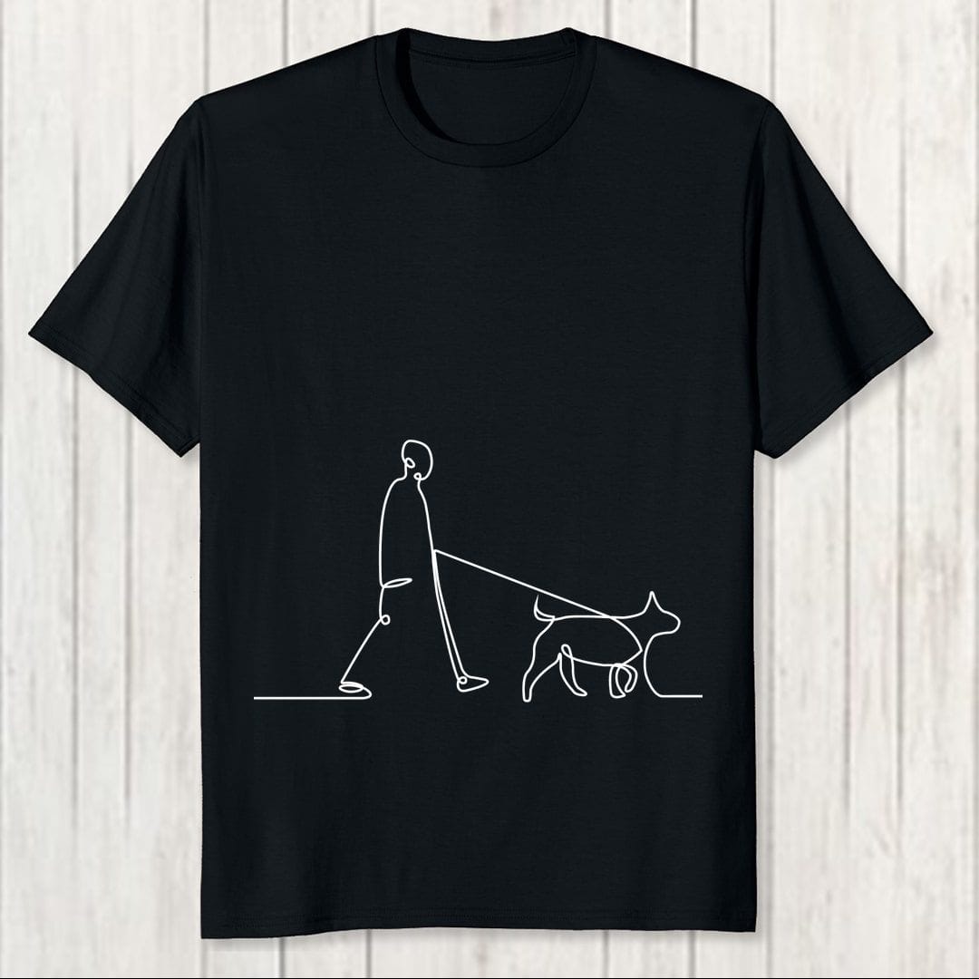 A6a872e8 Human And Dog Line Art For Dog Lovers Men T Shirt Black