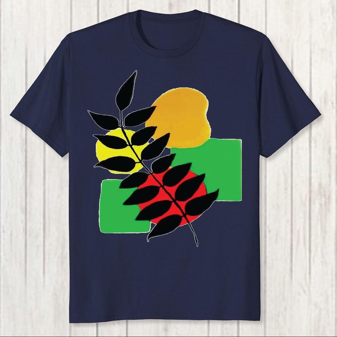 A796aa15 Leaf Pattern Signifies Natures Beauty Men T Shirt Navy