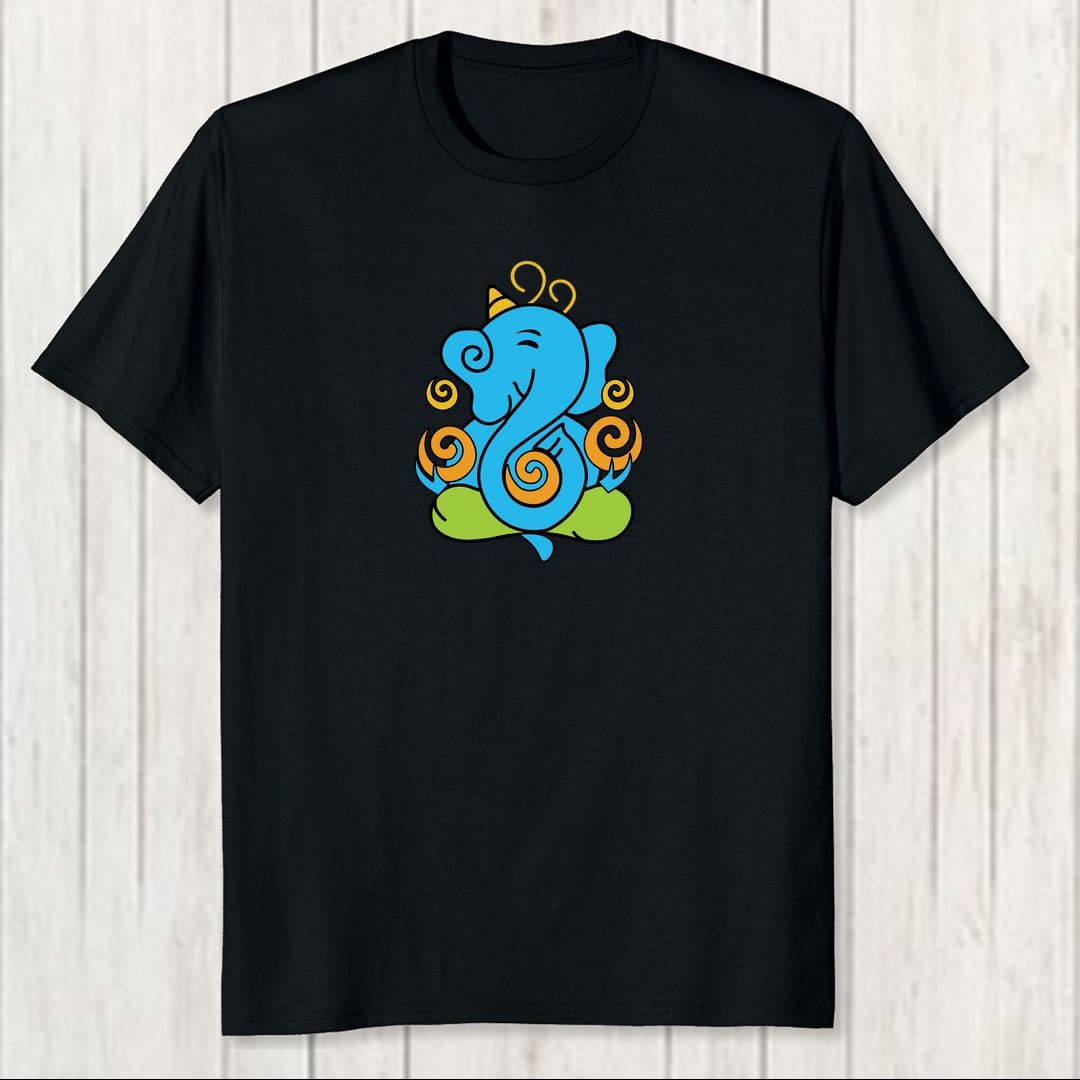 Ae98636d Cute And Colourful Ganesh Men T Shirt Black