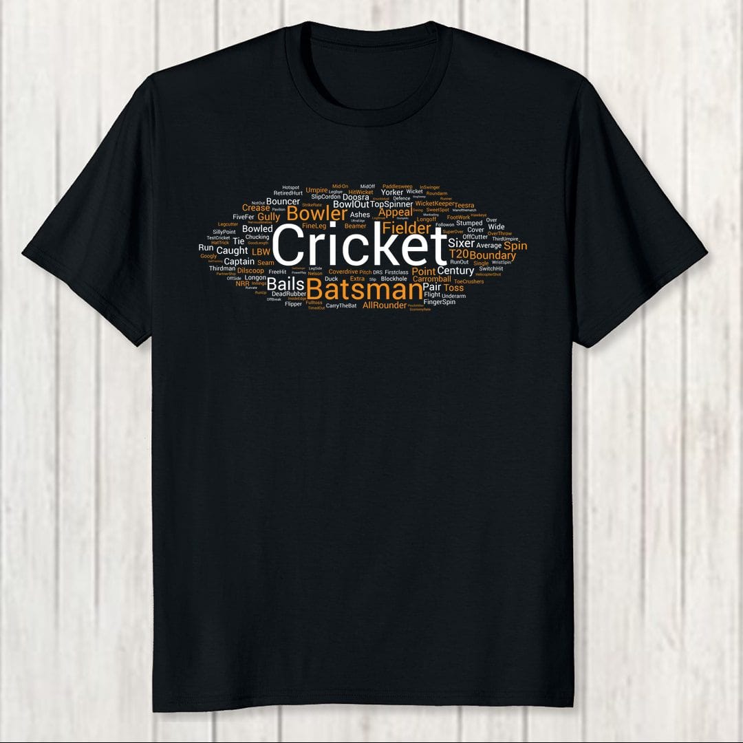 Bffeabde Cricket Terminology Word Cloud Men T Shirt Black