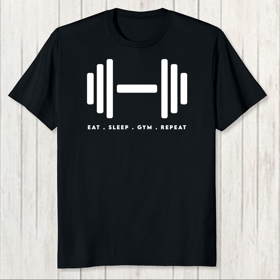 C19e7868 Eat Sleep Gym Repeat Men T Shirt Black