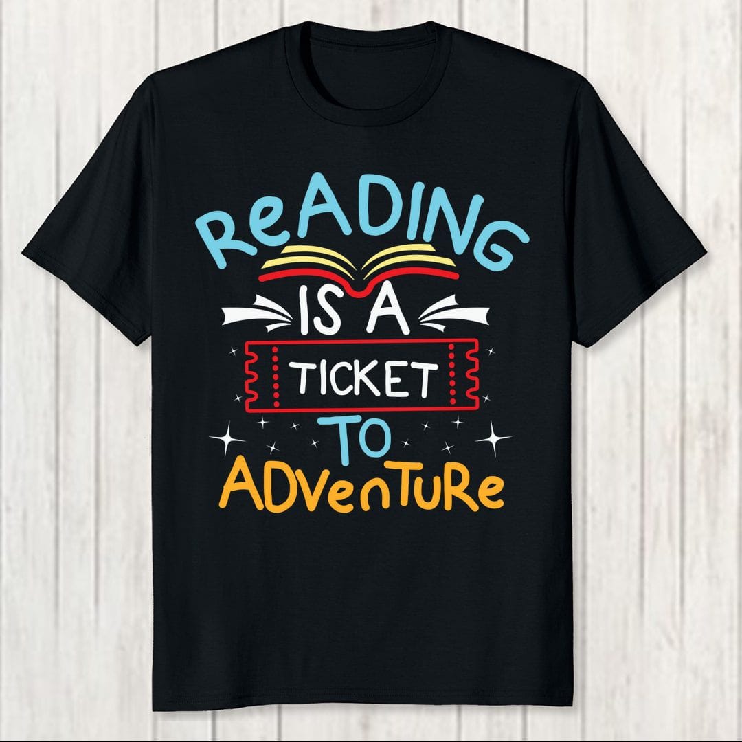 C1e37097 Reading Is A Ticket To Adventure Men T Shirt Black