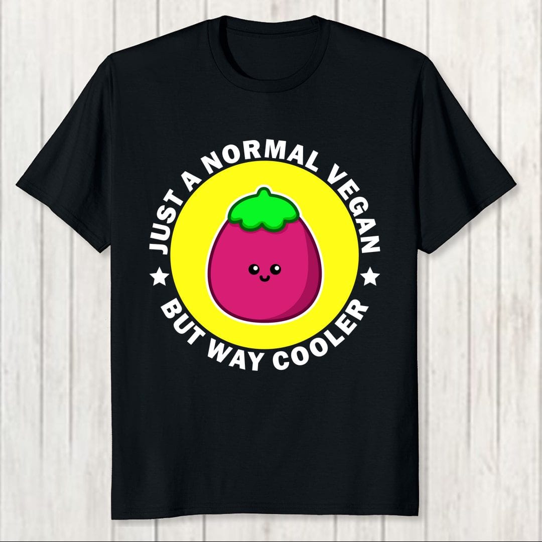 Cc38e176 Just A Normal Vegan But Way Cooler Egg Plant Men T Shirt Black