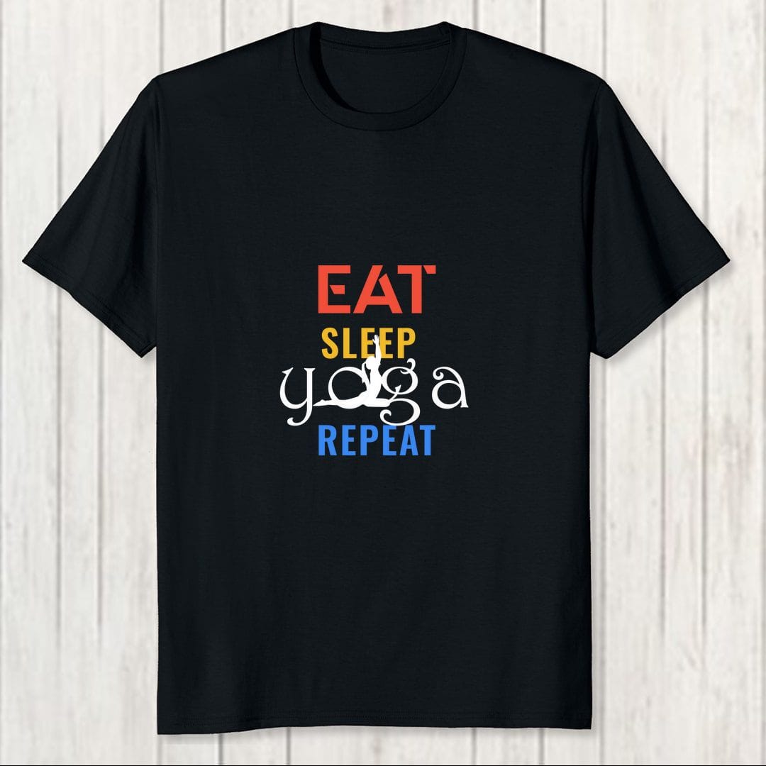 Dcefec23 Eat Sleep Yoga Repeat Men T Shirt Black