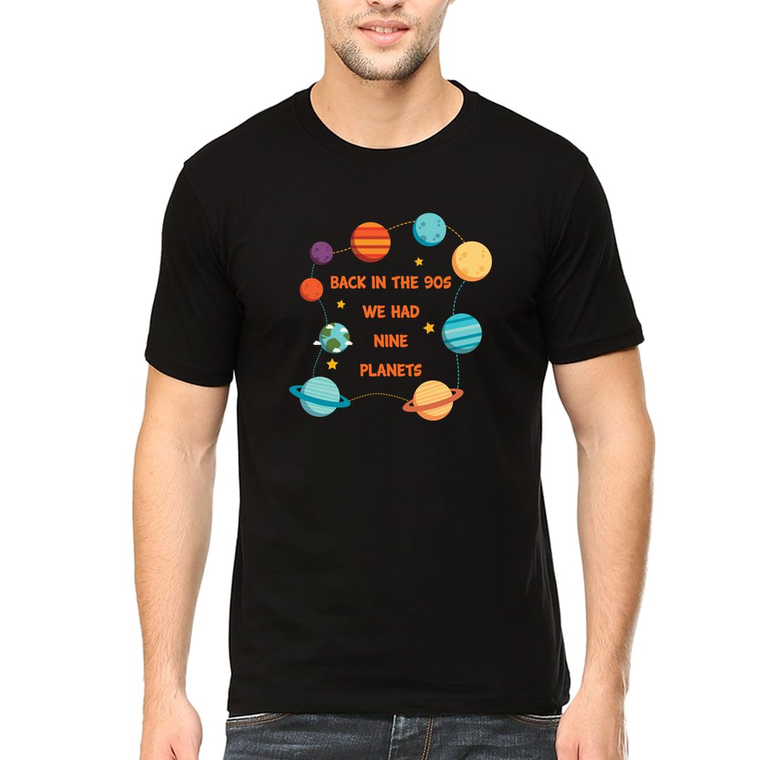 E98174d5 Back In The 90s We Had Nine Planets Nostalgia T Shirt Men T Shirt Black Front