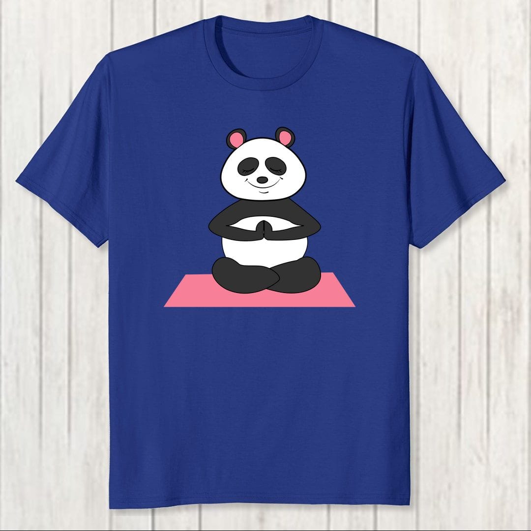 F03b509a Cute Panda In Deep Yogic Meditation Men T Shirt Royal Blue