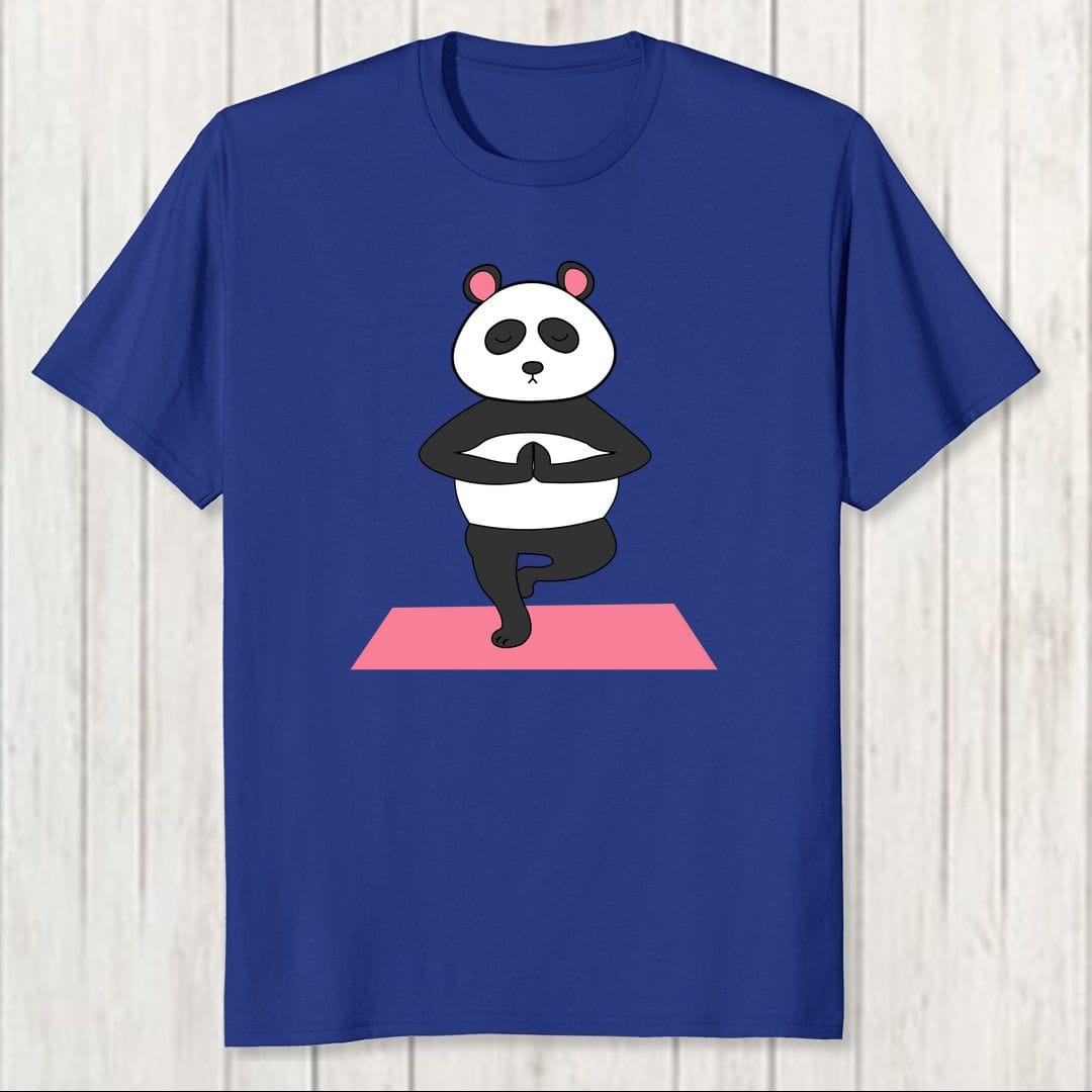 F8721421 Cute Panda Doing Yoga And In Deep Meditation Men T Shirt Royal Blue