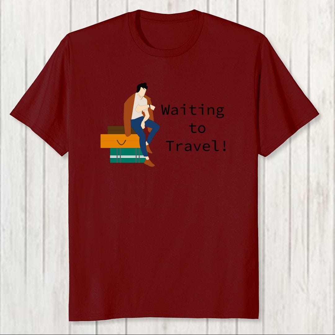 Fa0bc1b7 Waiting To Travel Men T Shirt Maroon