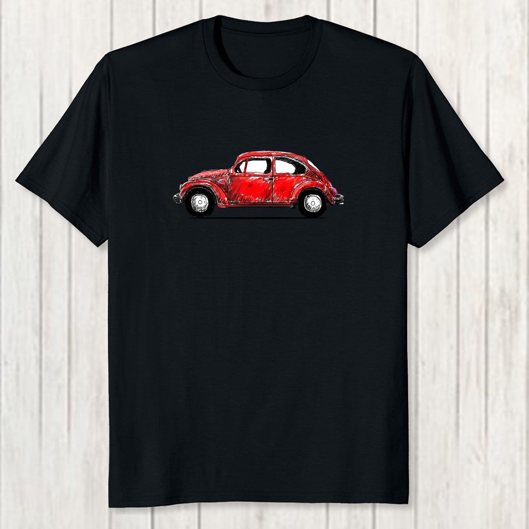 14cbcaa6 Old Car Sketch Men T Shirt Black Front New