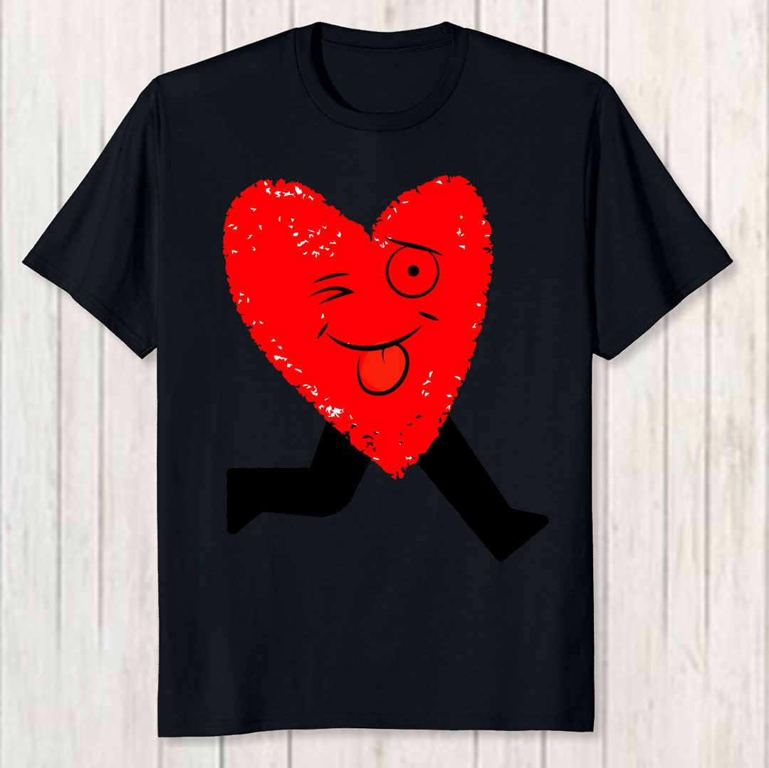 3ba377f1 Crazy Heart Men T Shirt Black Front New