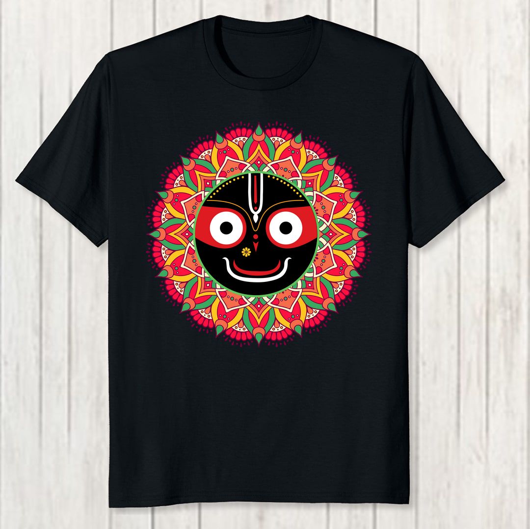 517be541 Jai Sri Jagannatha Men T Shirt Black Front New