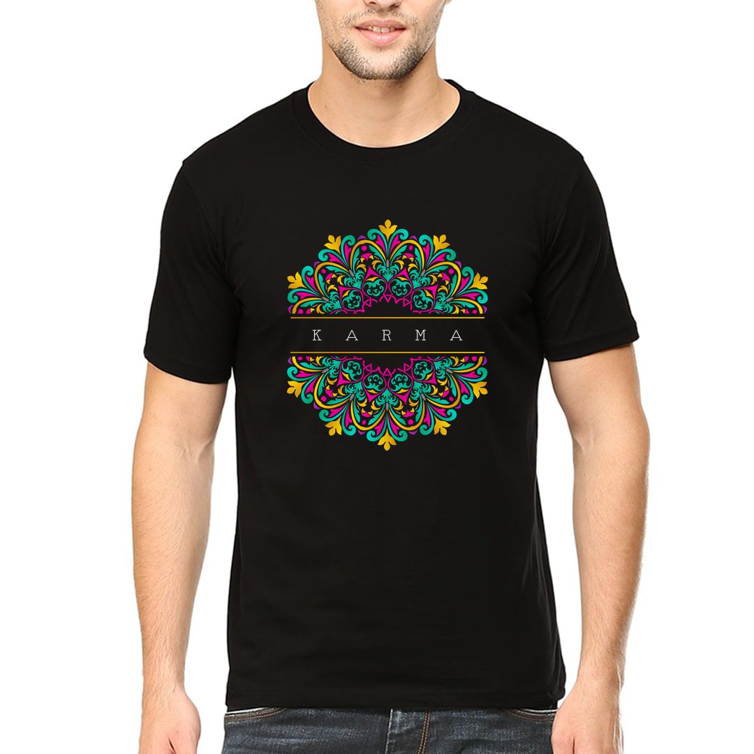 7636e257 Karma Mandala Men T Shirt Black Front