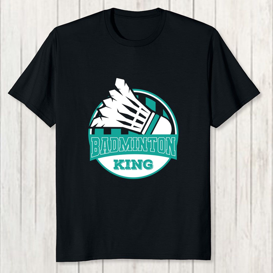 838e3924 Badminton King Men T Shirt Black Front New