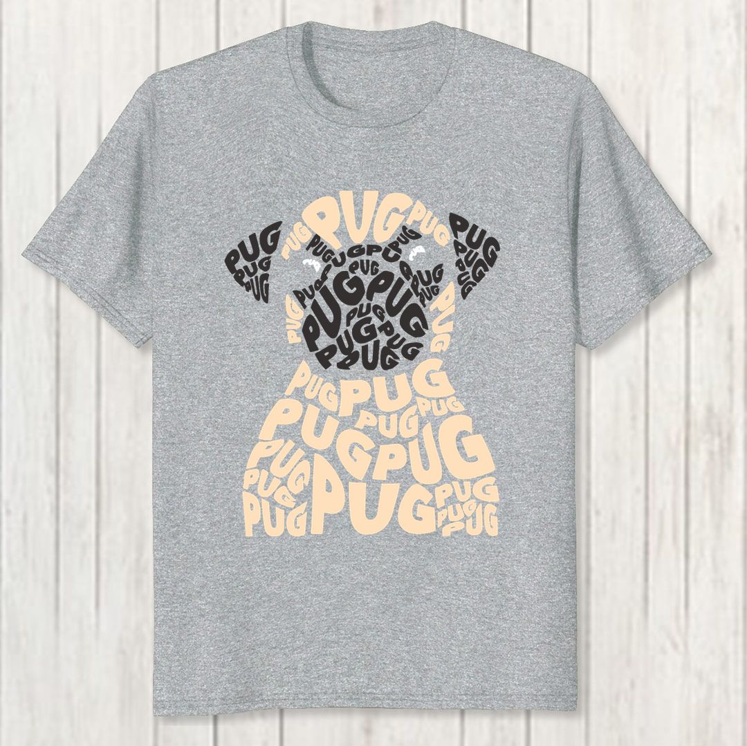 983bd15e Pug Typography Men T Shirt Grey Front New