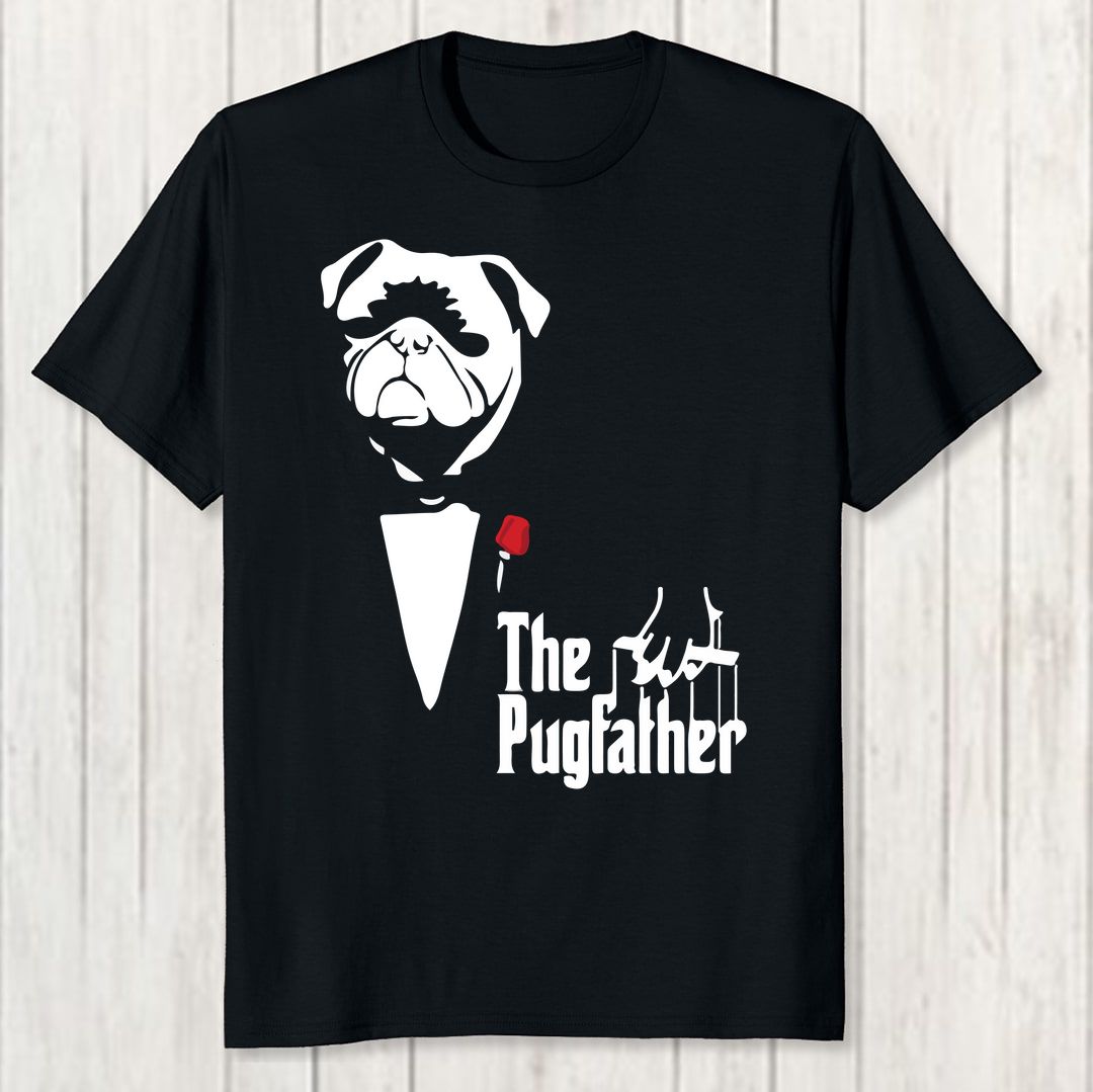 C28432ce Pugfather Men T Shirt Black Front New