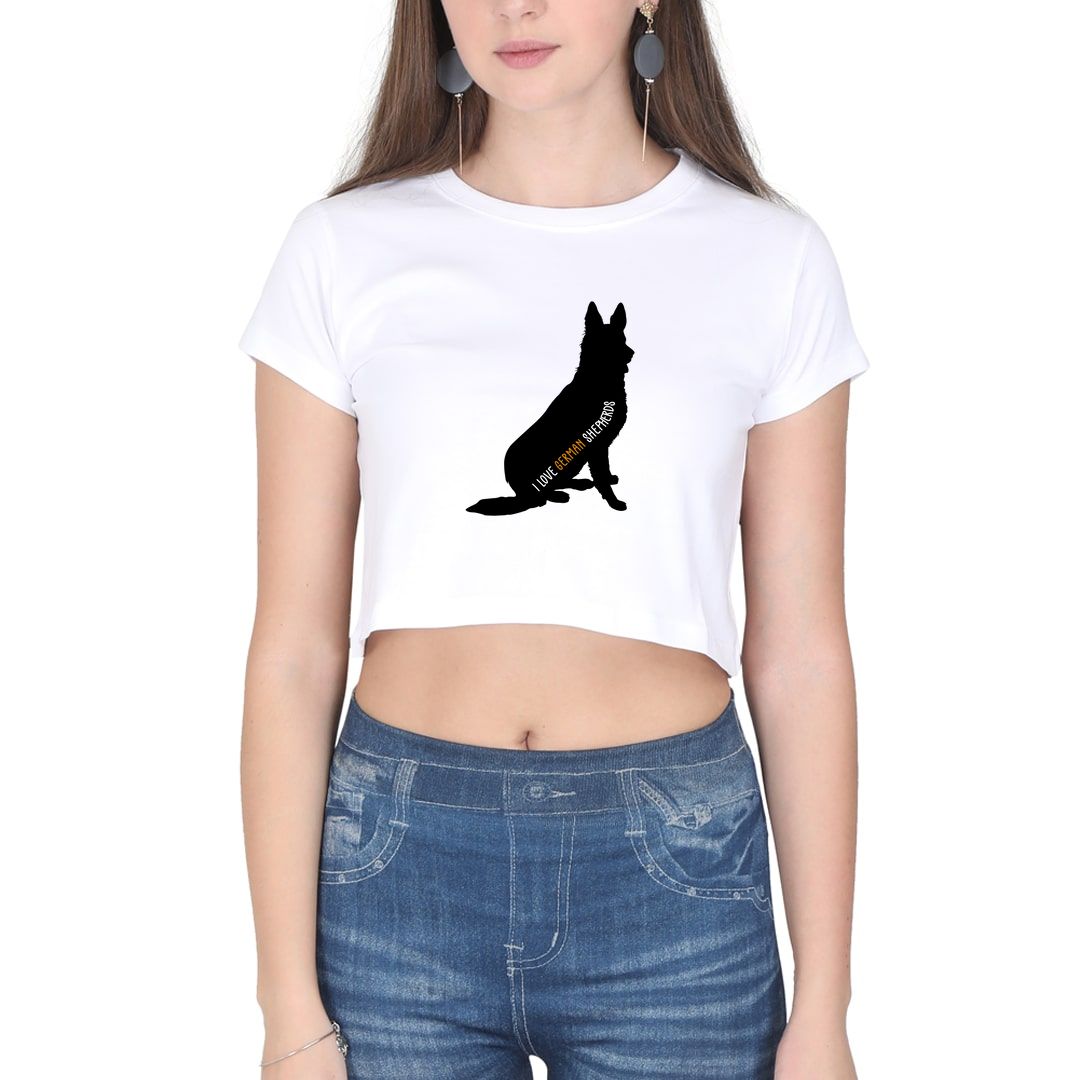 D1c9f2d3 I Love German Shepherds Women Crop Top White Front