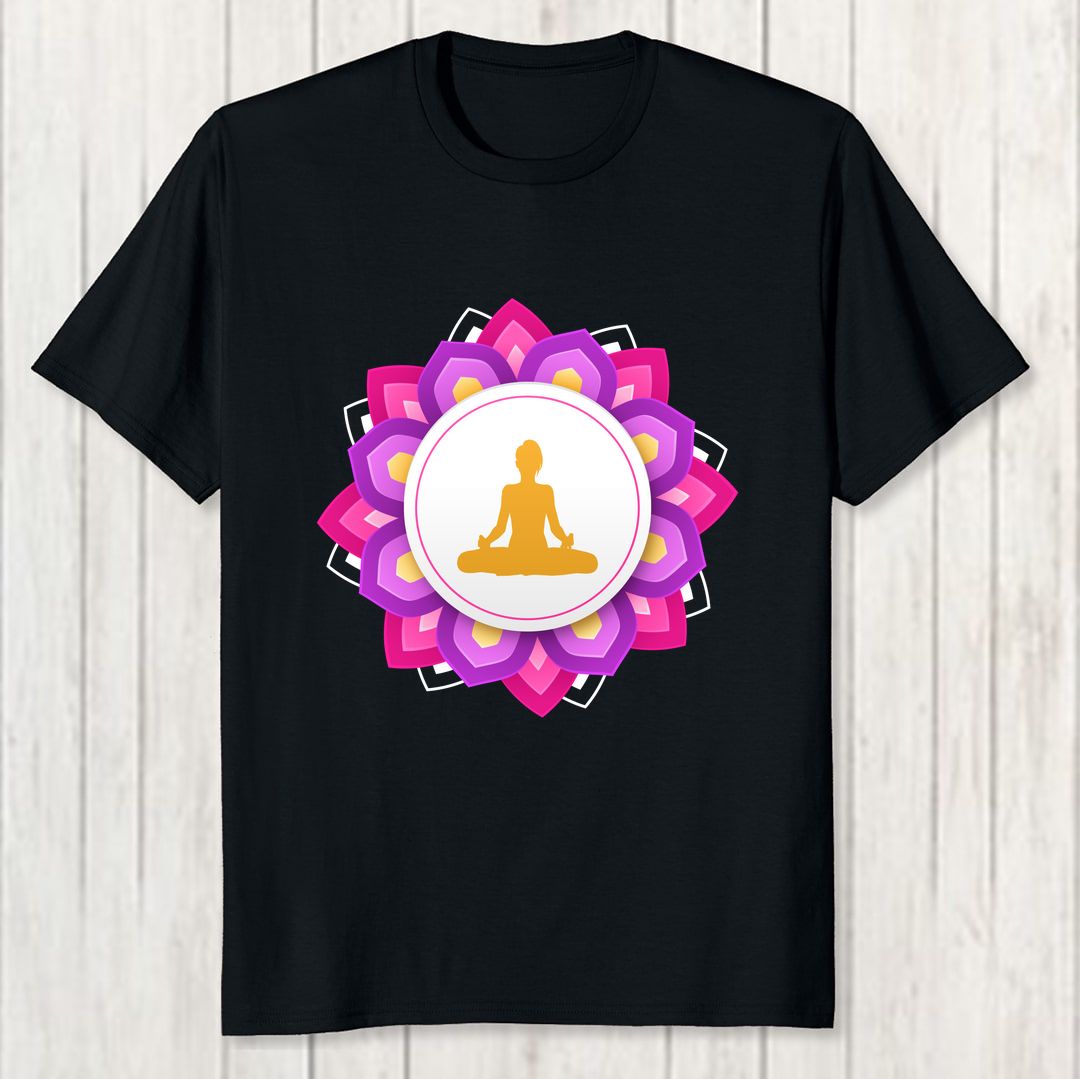 D9283036 Yoga Mandala Men T Shirt Black Front New