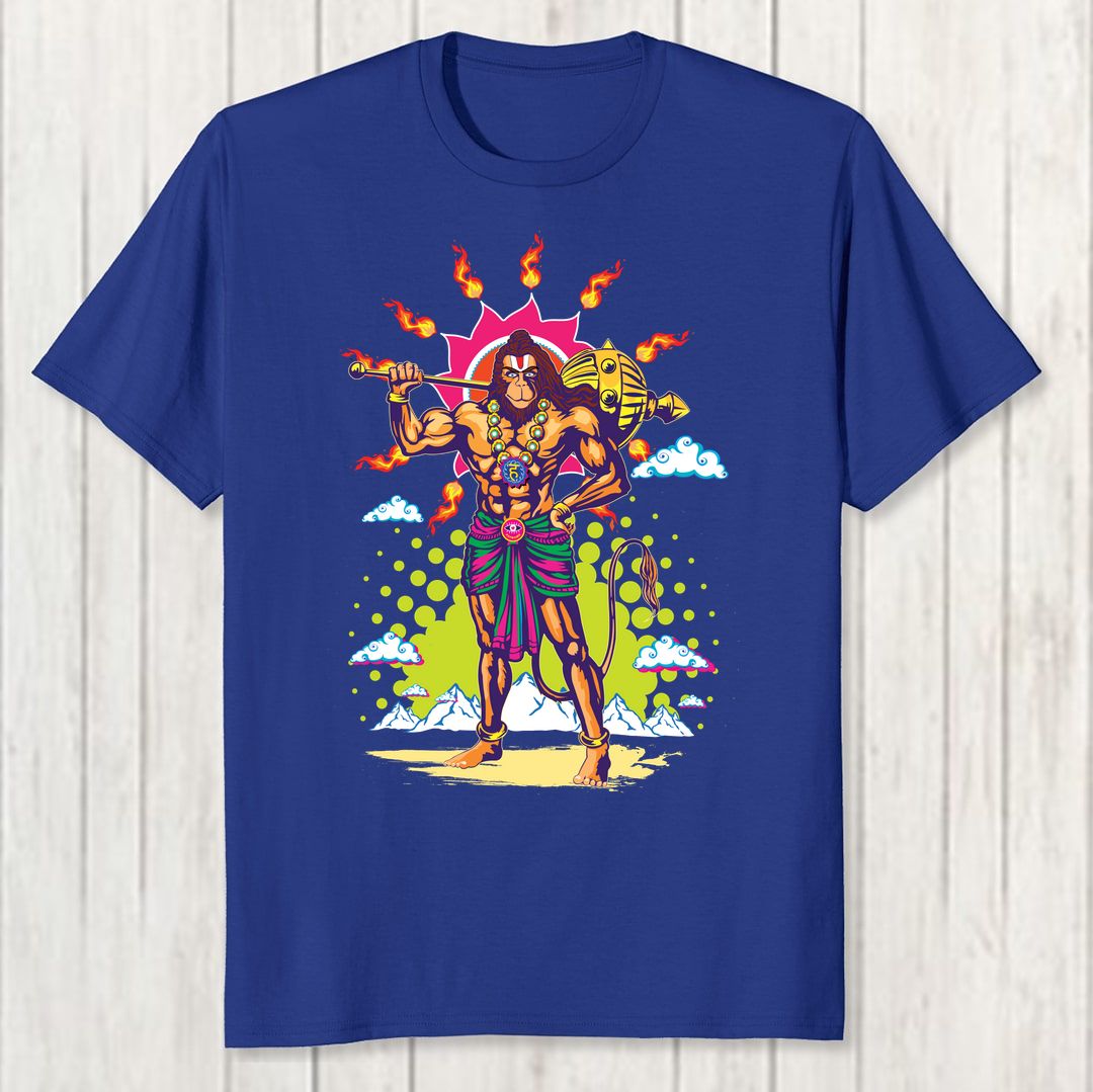 10f3ecd1 Psy Hanuman Sai Hanuman Men T Shirt Royal Blue Front New