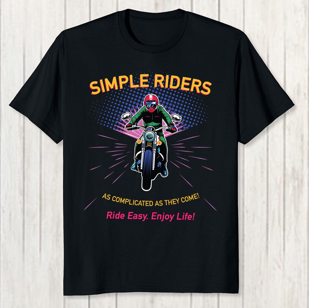 5281ec34 Simple Riders Men T Shirt Black Front New