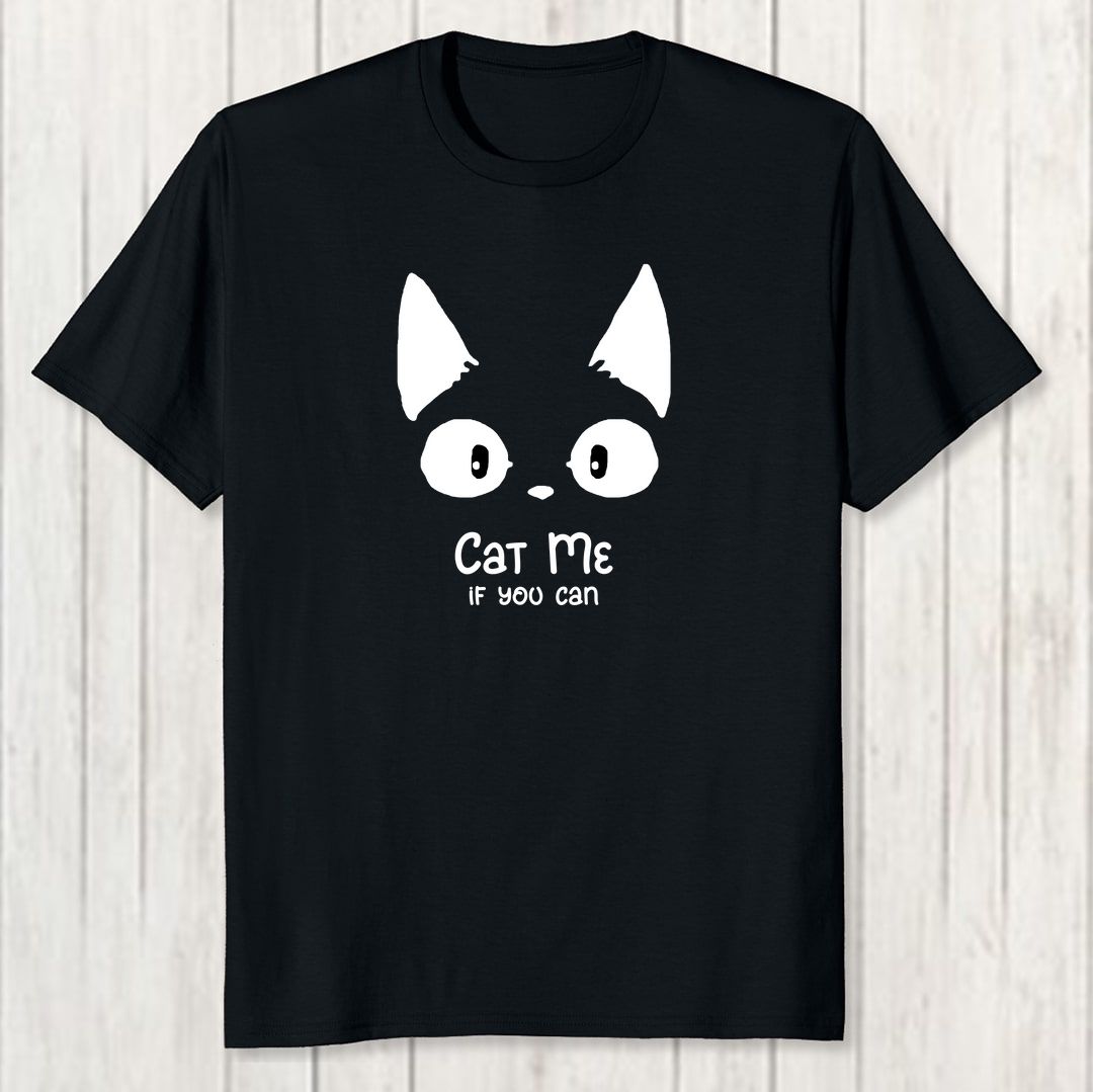 551c091f Cat Me If You Can Men T Shirt Black Front New