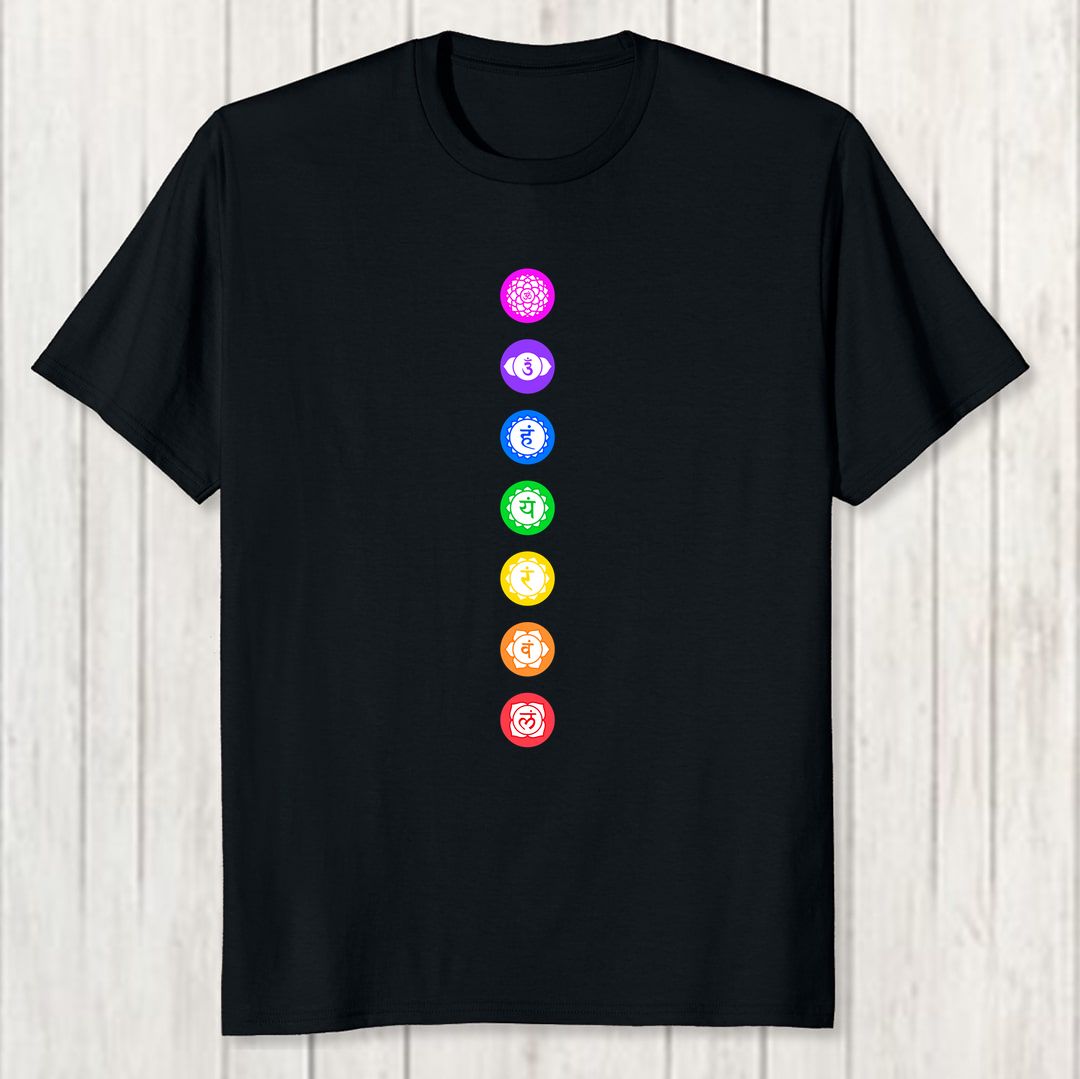 C961eb27 7 Chakras Men T Shirt Black Front New