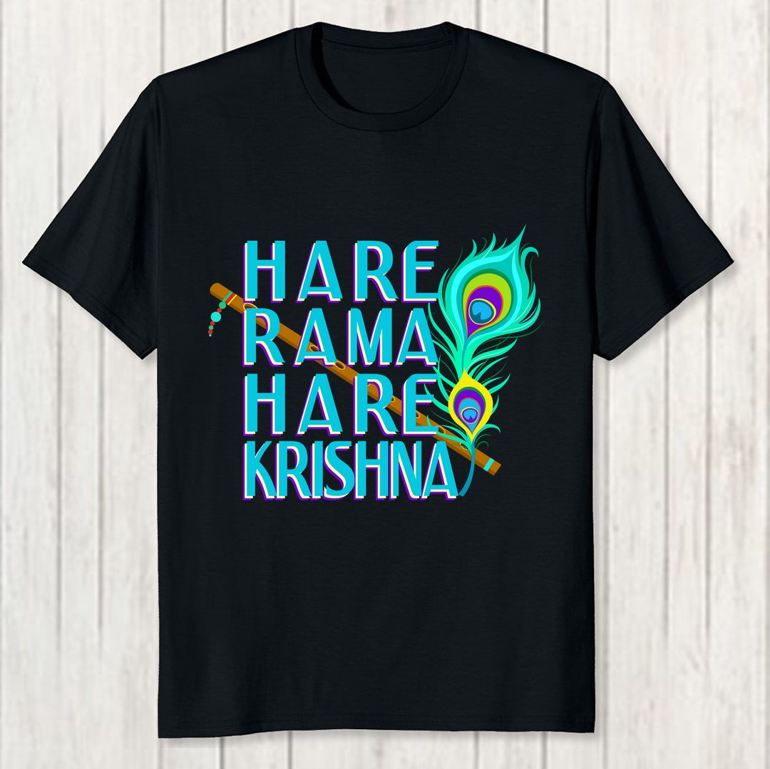 Cc53f4ea Jai Sri Krishna Hare Rama Men T Shirt Black Front New