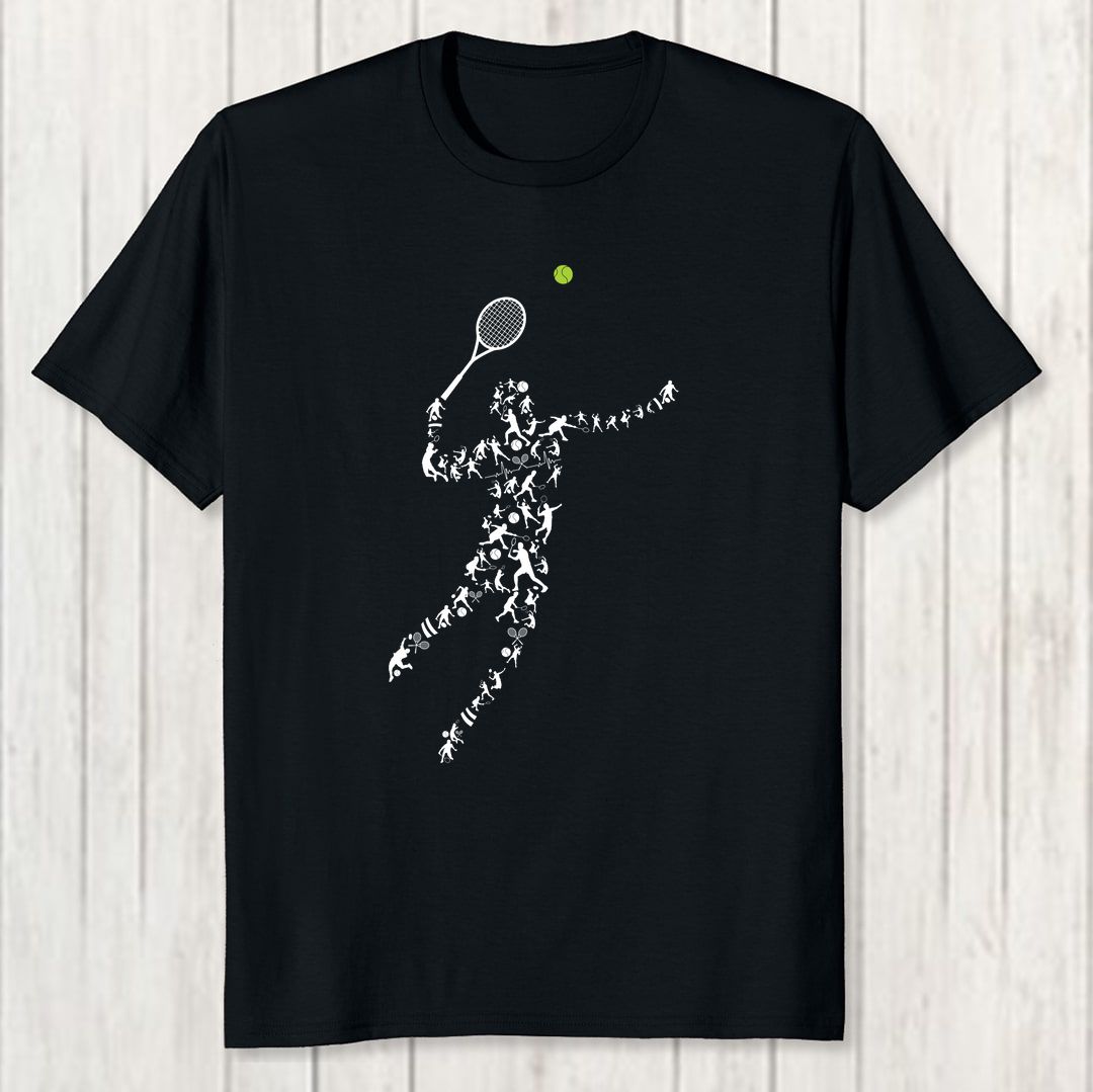 3bf46ff7 Tennis Silhouette Men T Shirt Black Front New