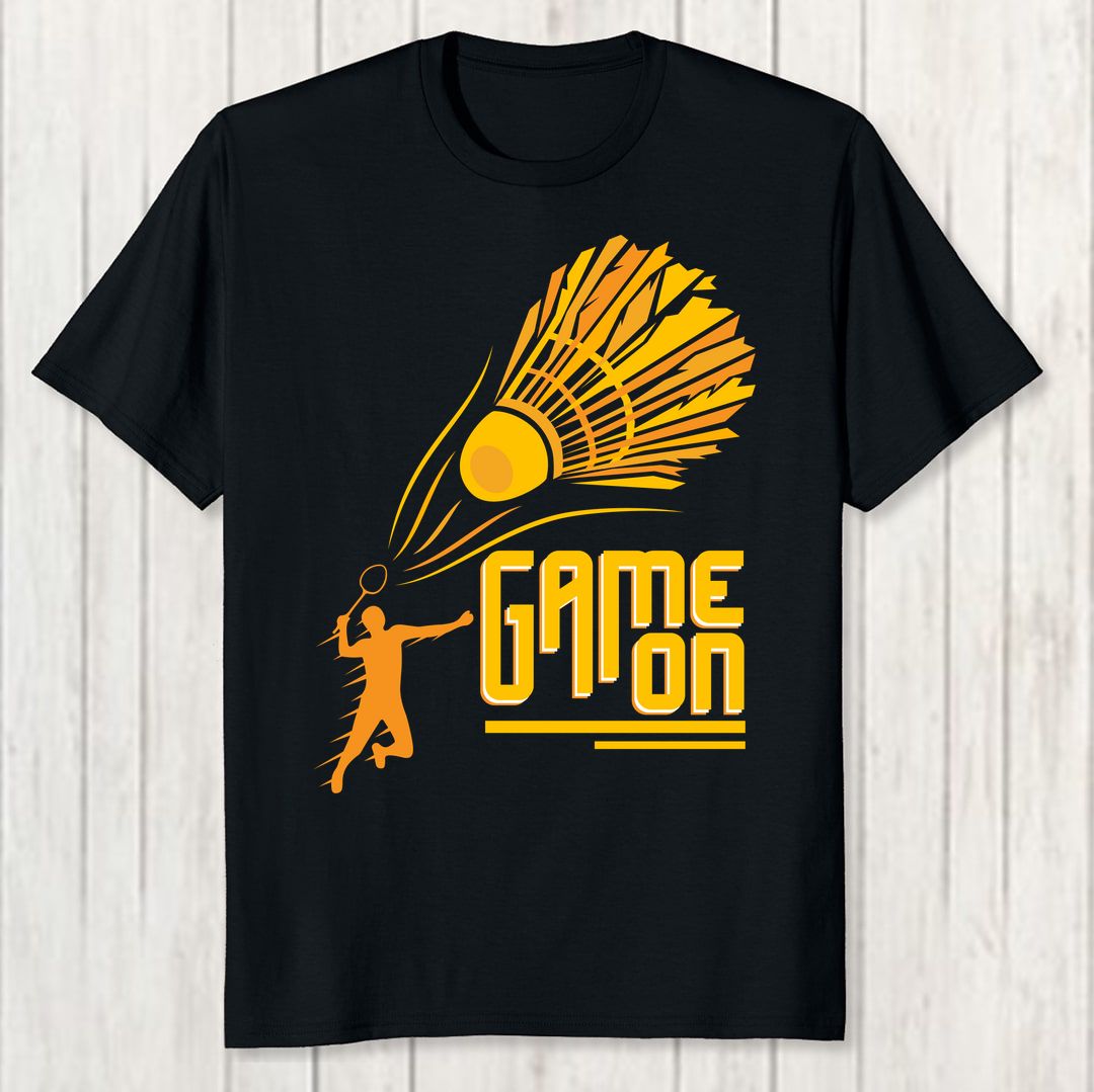 E4fd1114 Badminton Shuttlecock Game On Men T Shirt Black Front New